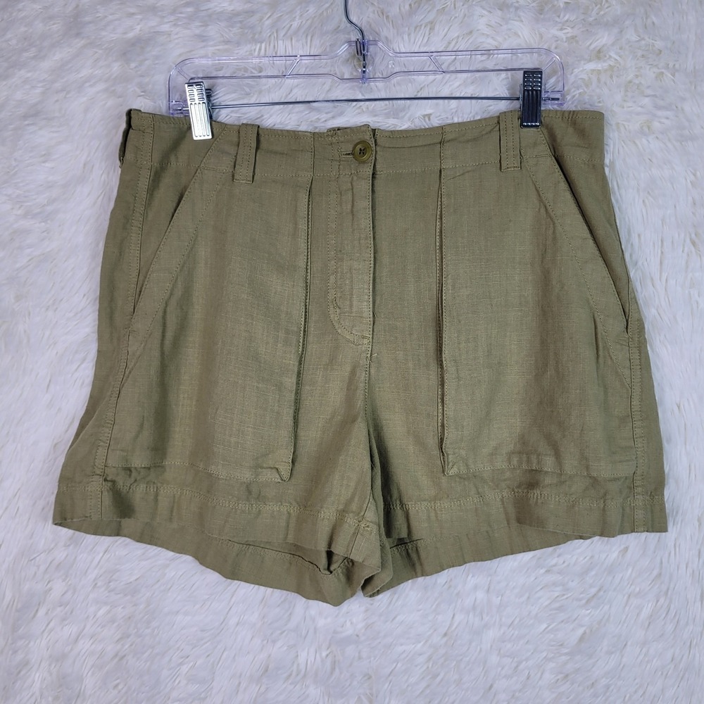 J.Crew Re-Imagined Linen Lyocell Utility Shorts Seaside Green Olive Womens 12